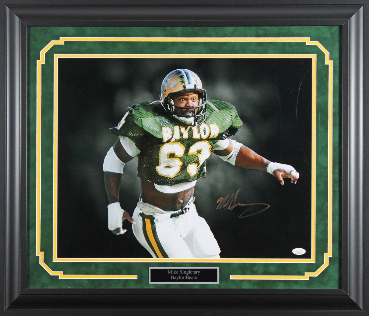 Baylor Mike Singletary Authentic Signed 16x20 Framed Photo JSA #WA309050