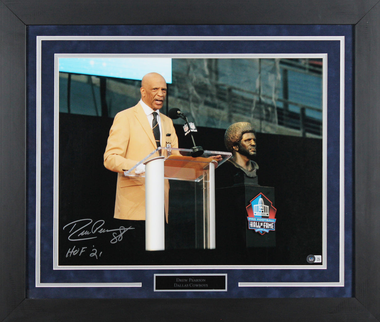 Drew Pearson "HOF 21" Signed 16x20 Framed Horizontal Photo BAS Witness #WV92541