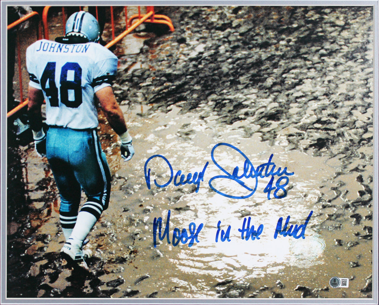 Cowboys Daryl Johnston "Moose In The Mud" Signed 16x20 Framed Photo BAS Witness