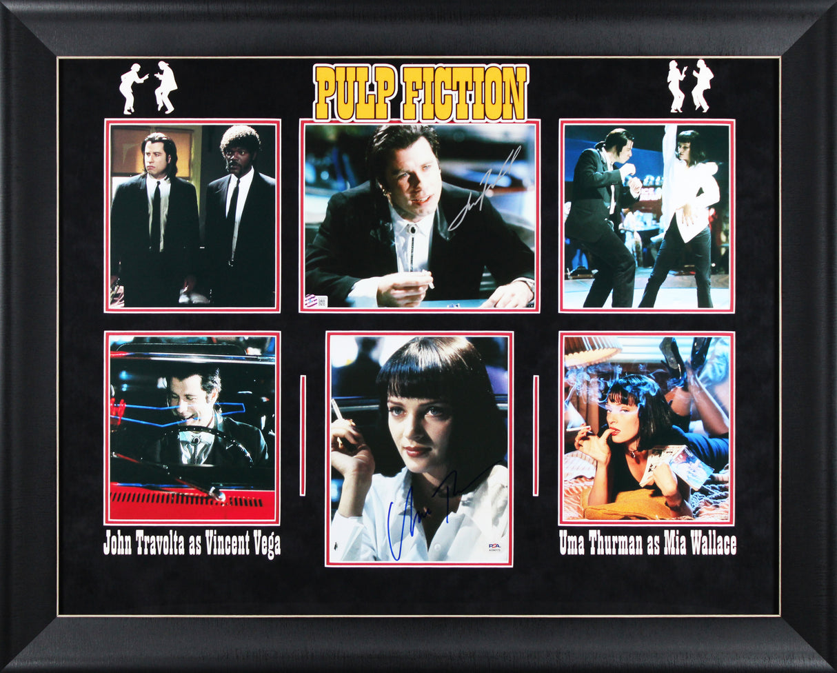 John Travolta & Uma Thurman Pulp Fiction Authentic Signed 8x10 Framed Photo BAS