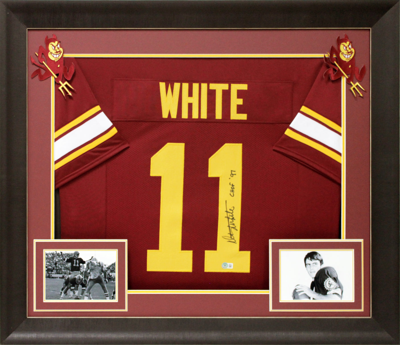 ASU Danny White "CHOF '97" Signed Maroon Pro Style Framed Jersey BAS Witnessed