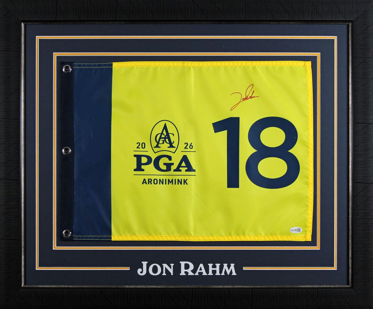 Jon Rahm Authentic Signed & Framed 2026 PGA Championship Pin Flag JSA #CM34141