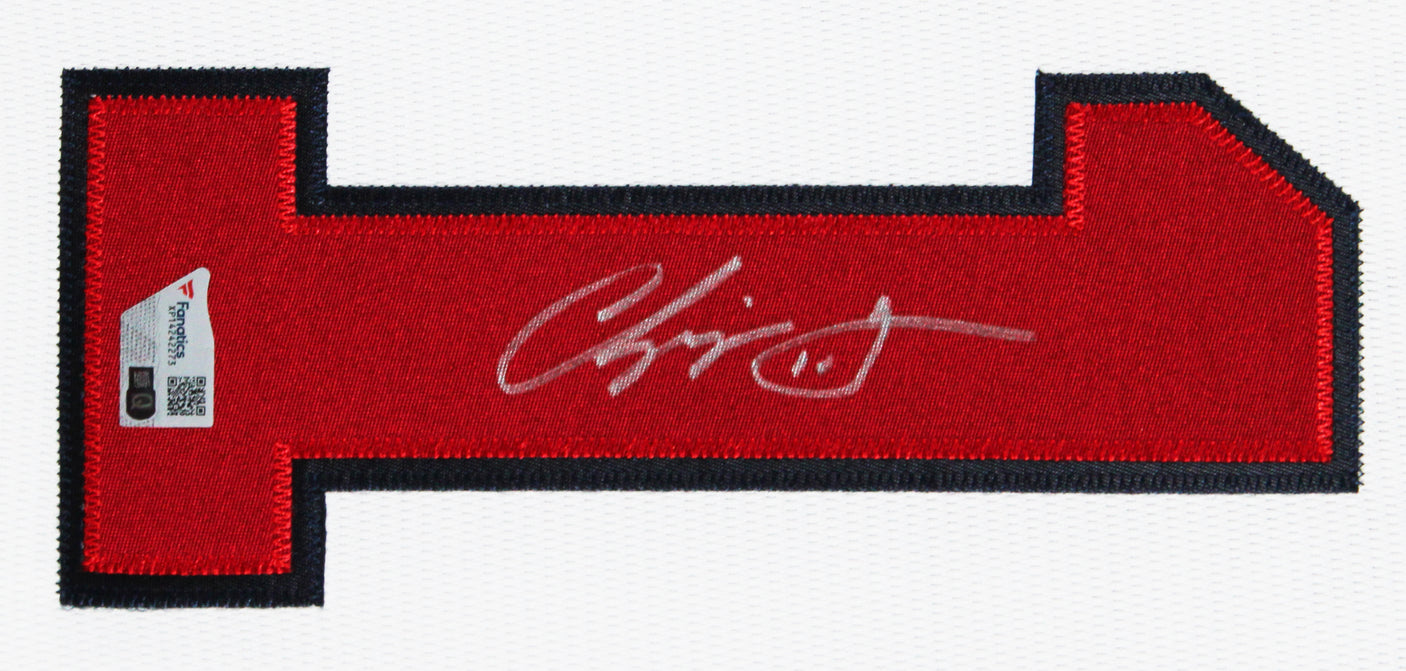 Braves Chipper Jones Signed White Majestic Cool Base Framed Jersey Fanatics