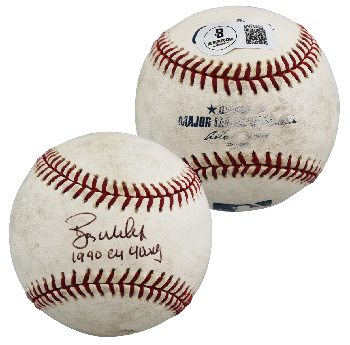 Athletics Bob Welch "1990 Cy Young" Signed Game Used Selig Baseball BAS #BV70320