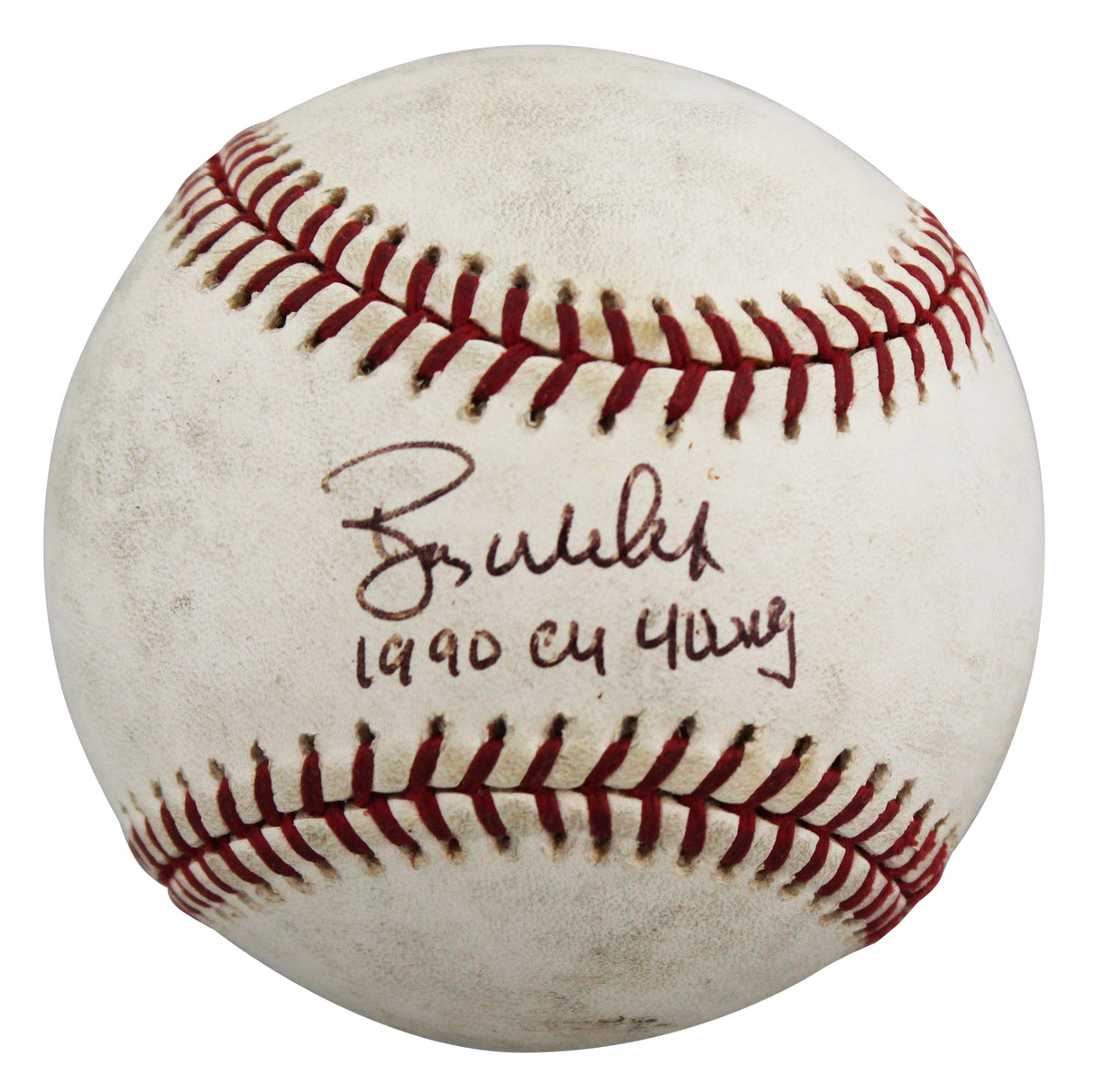Athletics Bob Welch "1990 Cy Young" Signed Game Used Selig Baseball BAS #BV70320