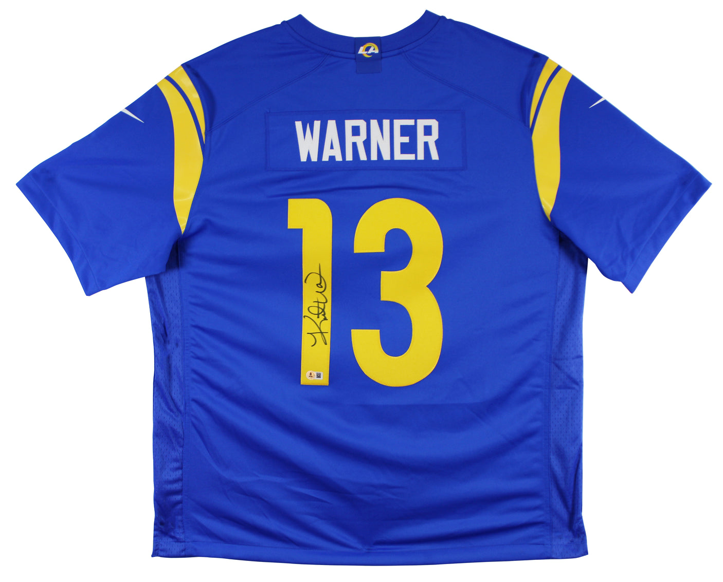Rams Kurt Warner Authentic Signed Blue Nike Game Jersey BAS Witnessed