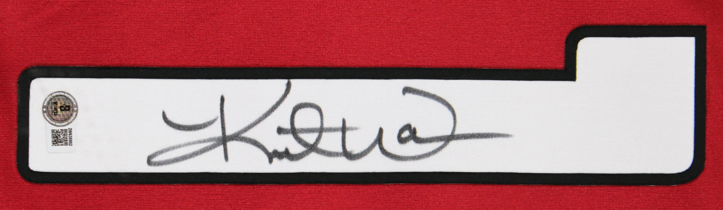 Cardinals Kurt Warner Signed Red Nike Game Jersey w/ Black Sig BAS Witnessed