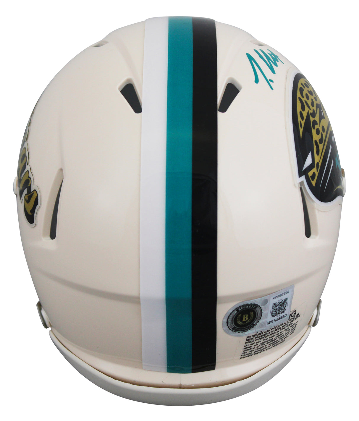 Jaguars Travis Hunter Authentic Signed Retro Speed Mini Helmet BAS Witnessed
