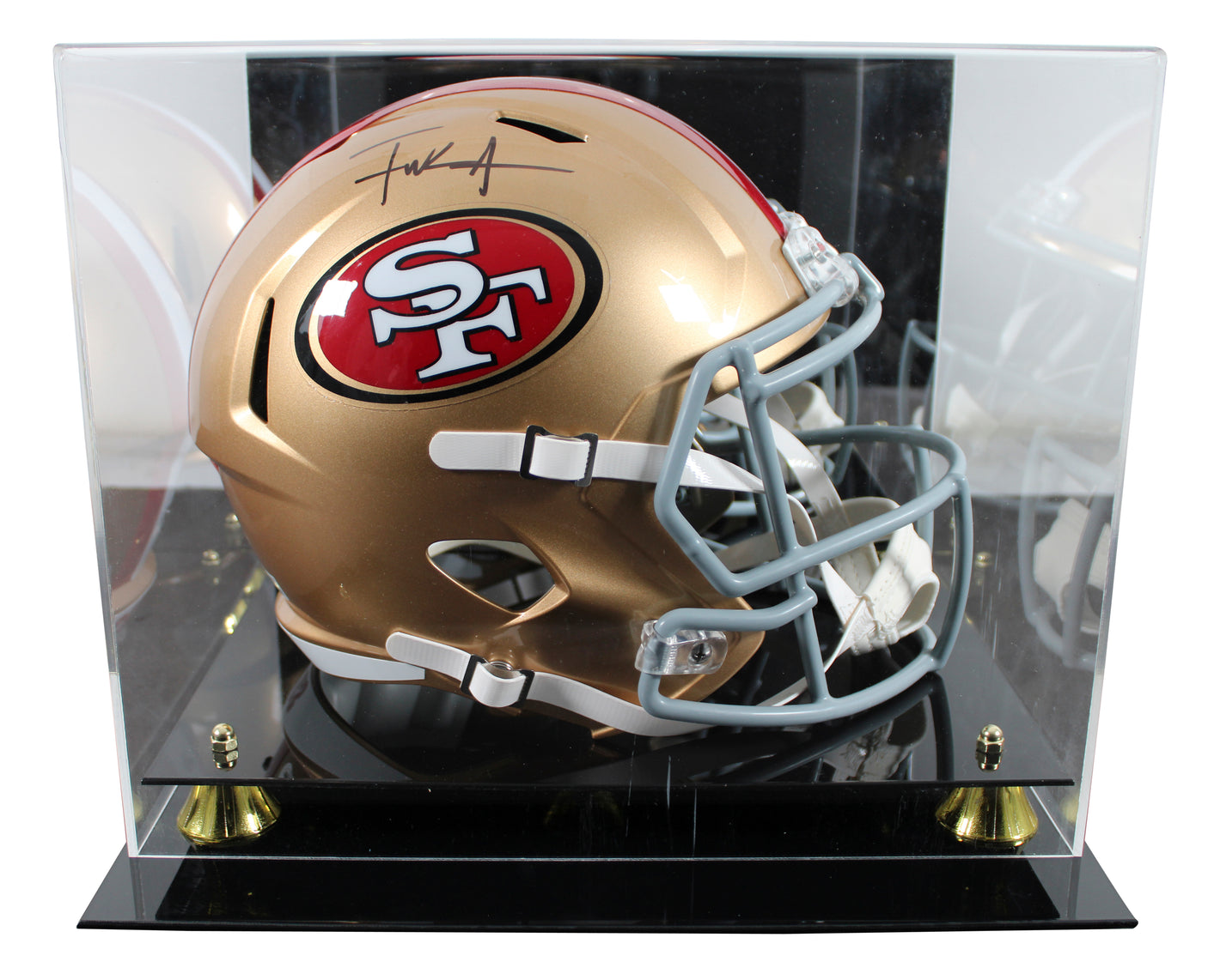 49ers Frank Gore Authentic Signed Full Size Speed Rep Helmet W/ Case BAS Witness