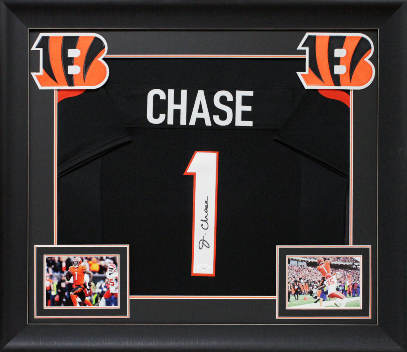 Ja'Marr Chase Authentic Signed Black Pro Style Framed Jersey Autographed JSA
