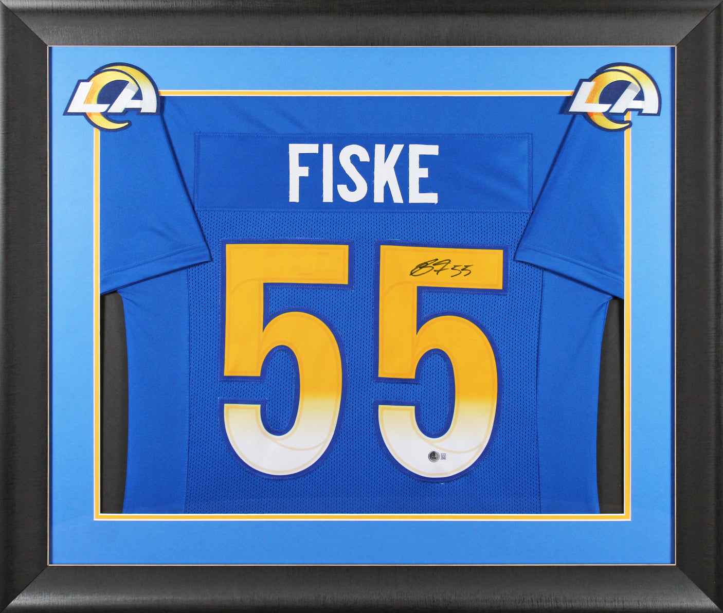 Rams Braden Fiske Authentic Signed Blue Pro Style Framed Jersey BAS Witnessed
