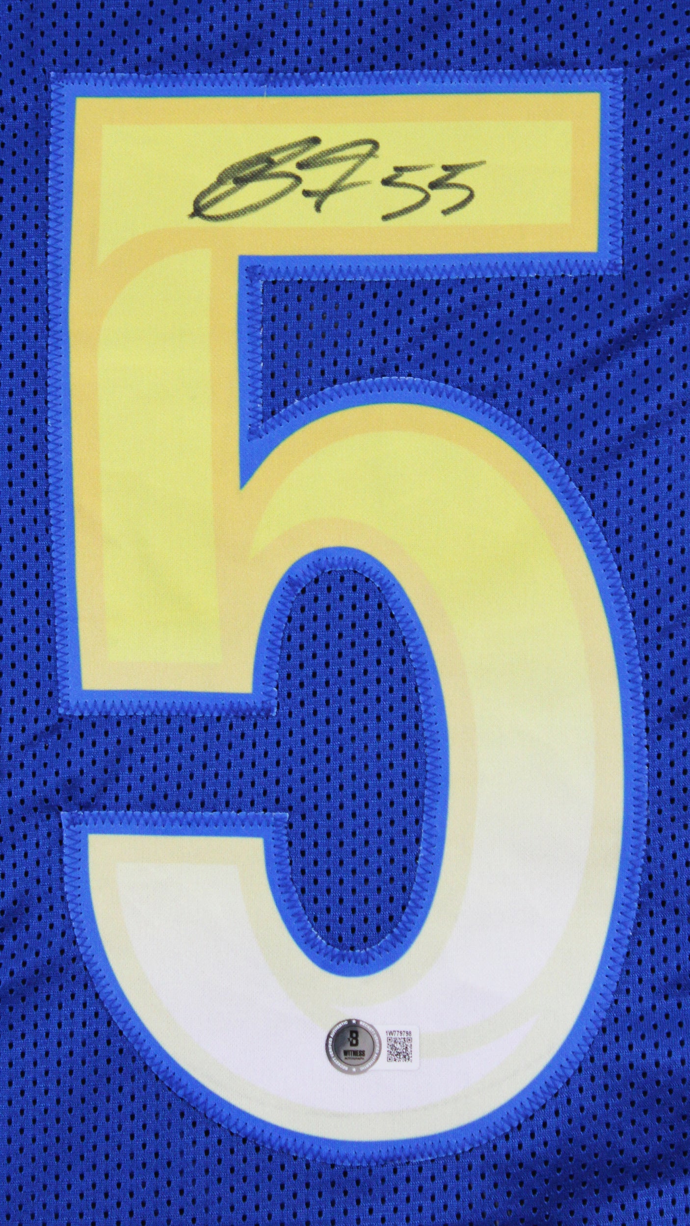 Rams Braden Fiske Authentic Signed Blue Pro Style Framed Jersey BAS Witnessed