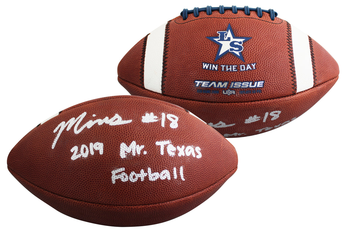 Marvin Mims "2019 Mr. Texas Football" Signed LSHS Team Issue Football JSA Wit