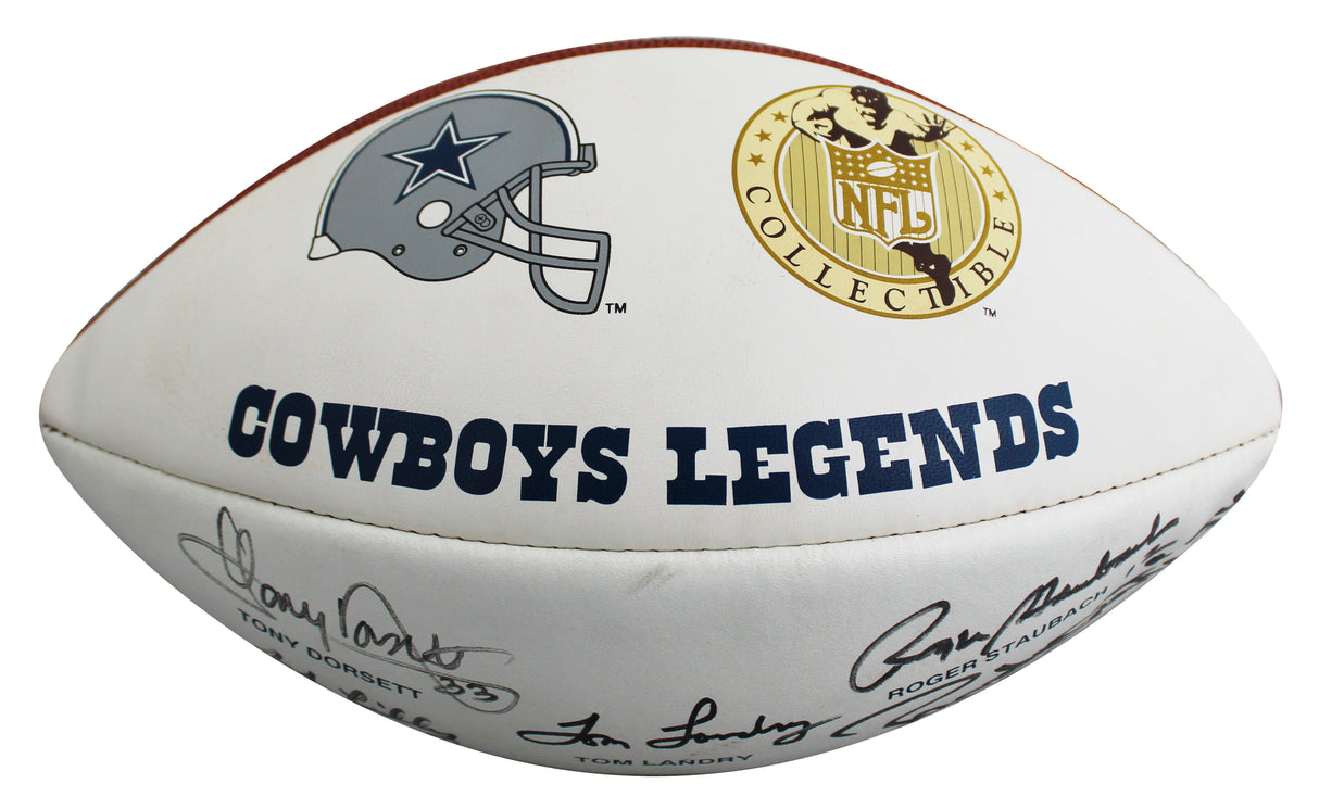 Cowboys (5) Dorsett, Landry, Staubach, +2 Signed Wilson White Panel Football BAS