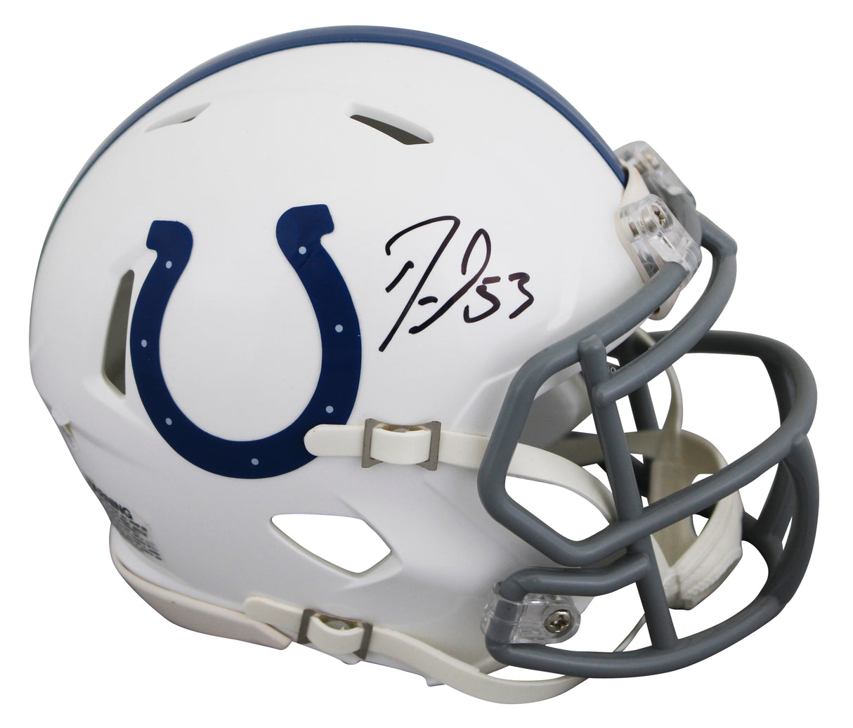 Colts Darius Leonard Authentic Signed White Speed Mini Helmet JSA Wit #WPP948765