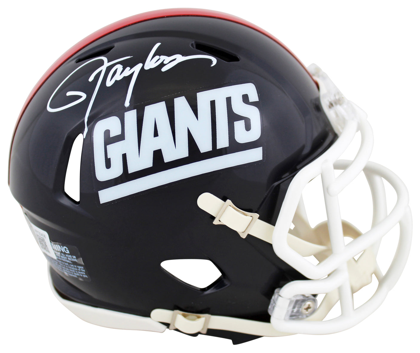Giants Lawrence Taylor Signed 1981-99 TB Speed Mini Helmet W/ Case BAS Witnessed