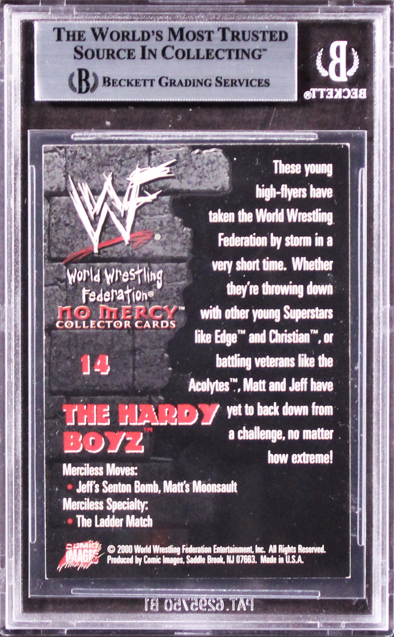 Jeff Hardy & Matt Hardy Signed 2000 Comic Images WWF No Mercy Card BAS Slabbed