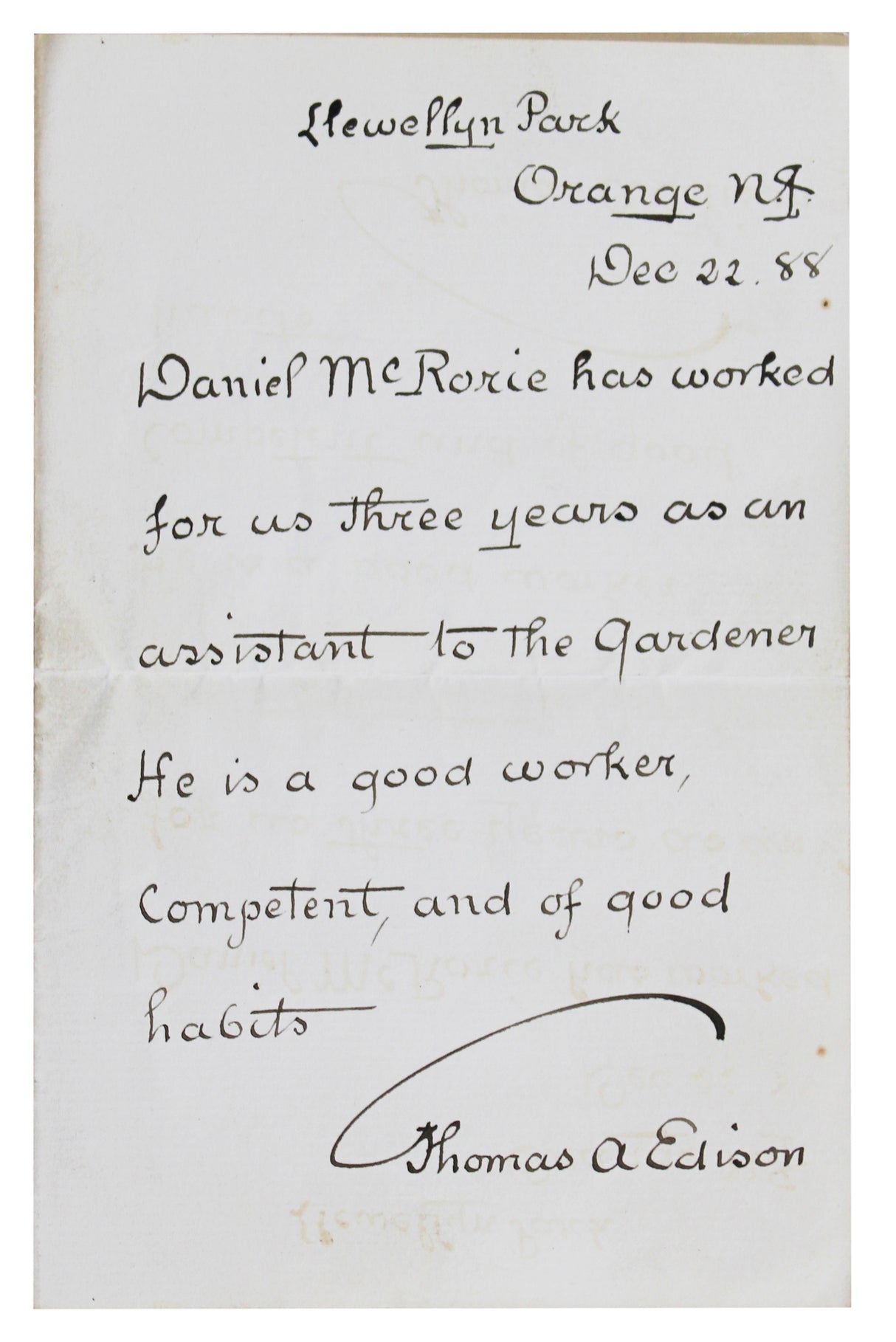 Thomas Edison Authentic Signed Handwritten Letter Auto Graded 10! BAS #AC60869