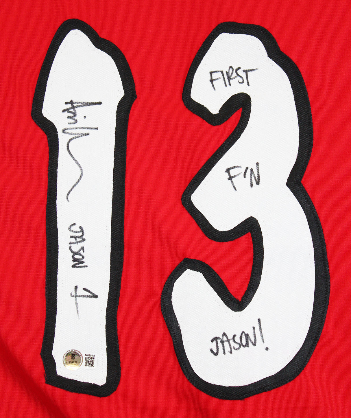 Ari Lehman "First F'N Jason" Authentic Signed Red Hockey Jersey BAS Witnessed
