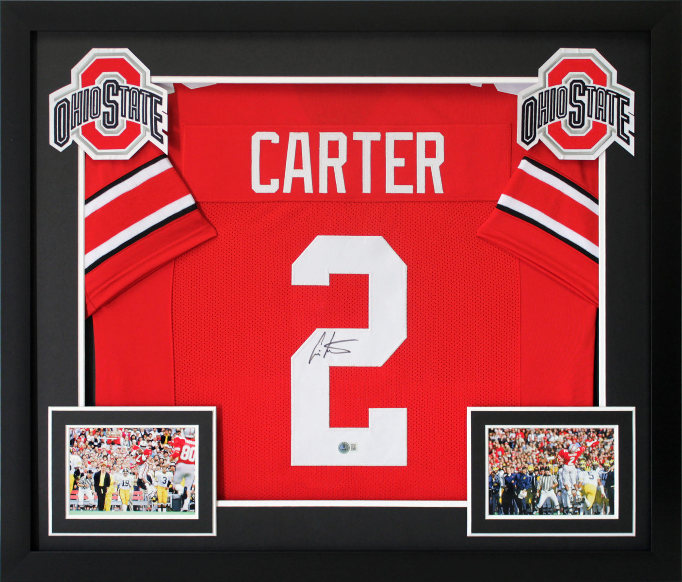 Ohio State Cris Carter Authentic Signed Red Pro Style Framed Jersey BAS Witness
