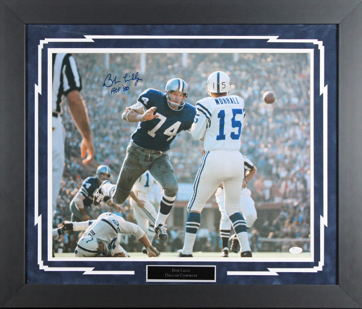Cowboys Bob Lilly "HOF 80" Authentic Signed 16x20 Framed Photo JSA #W917824