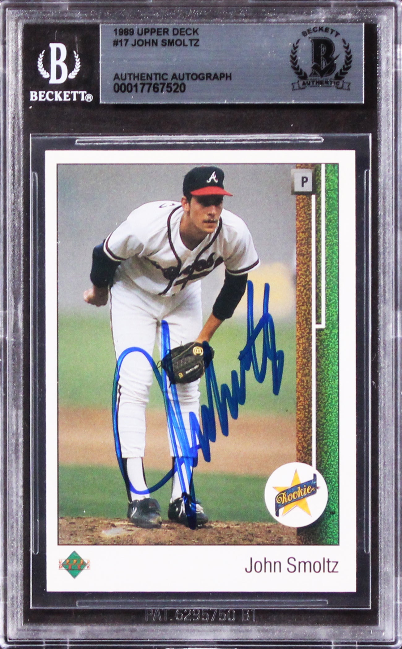 Braves John Smoltz Authentic Signed 1989 Upper Deck #17 Rookie Card BAS Slabbed