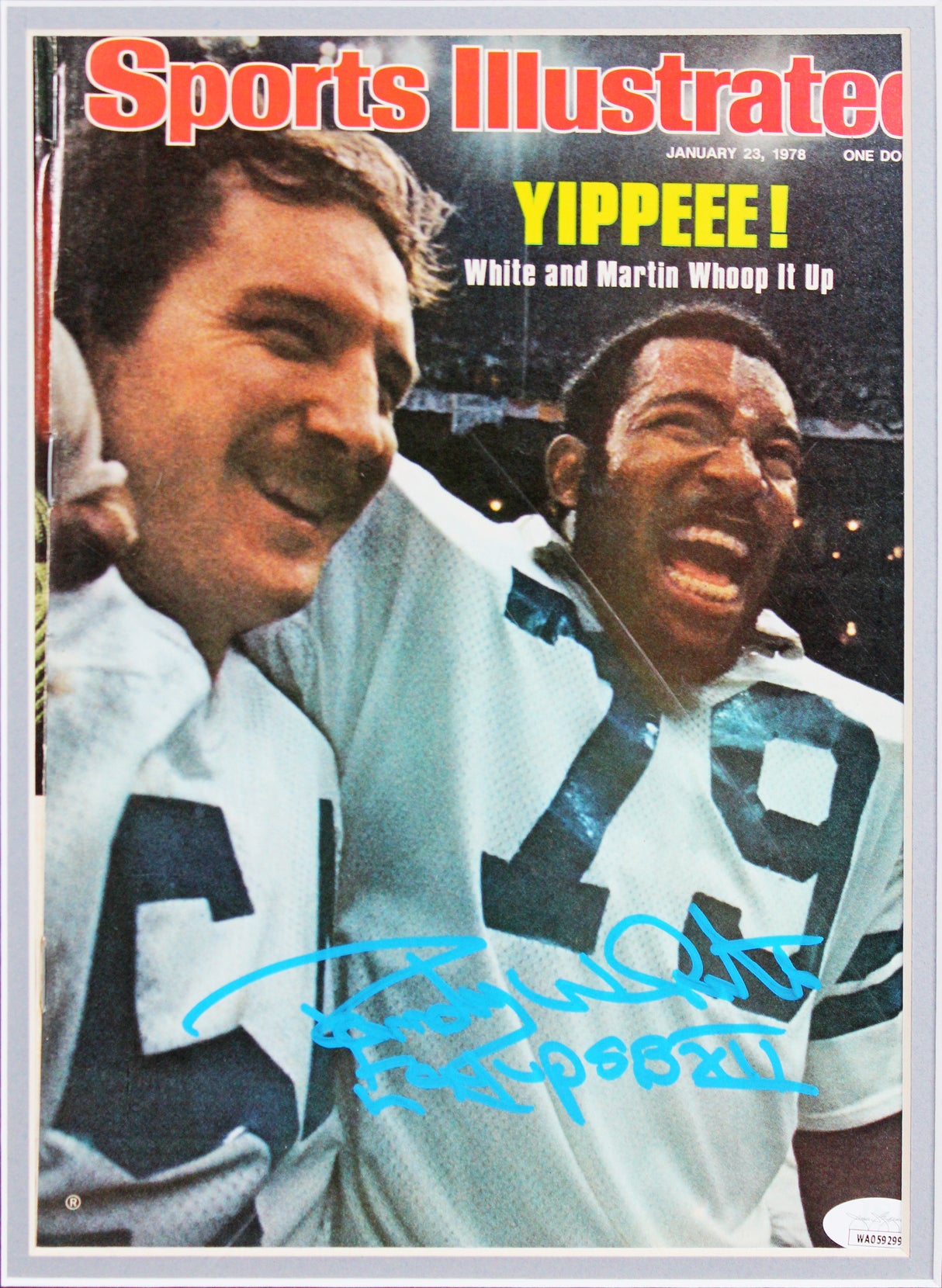 Cowboys Randy White & Harvey Martin Authentic Signed Framed Display JSA 2