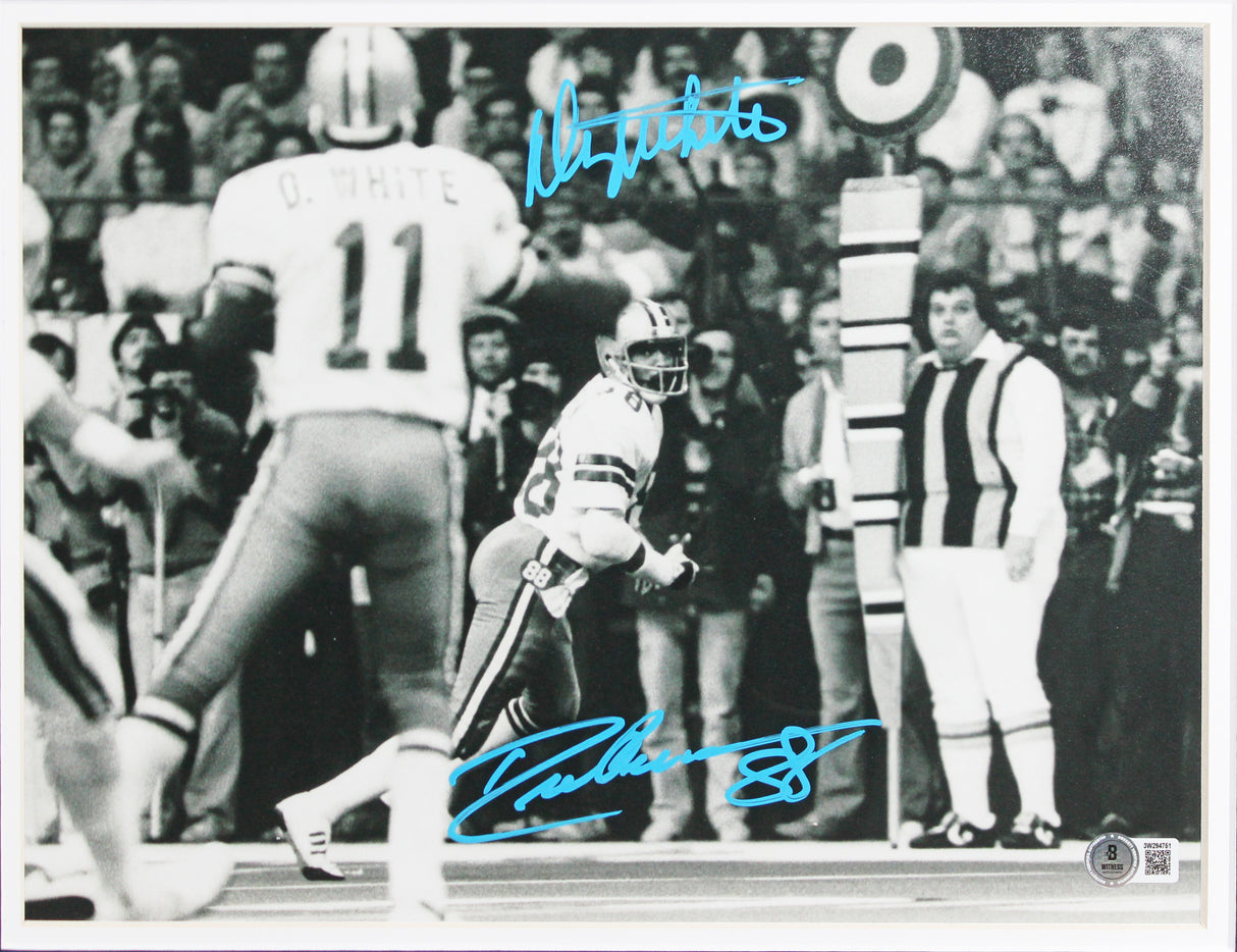 Cowboys Drew Pearson & Danny White Signed 11x14 Framed Photo BAS Wit #3W294751