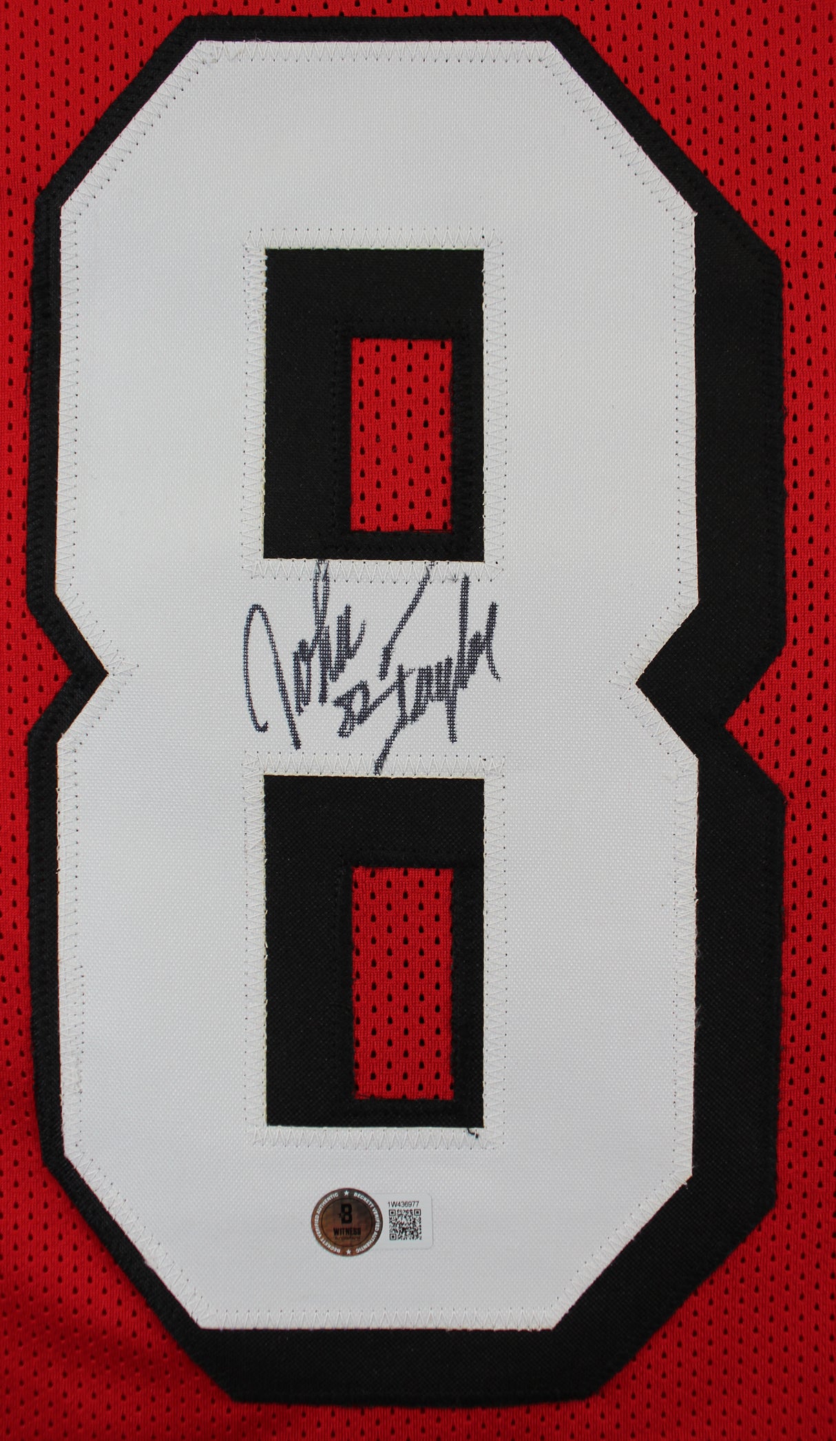 John Taylor Signed Red Pro Style Framed Jersey w/ Dropshadow BAS Witnessed