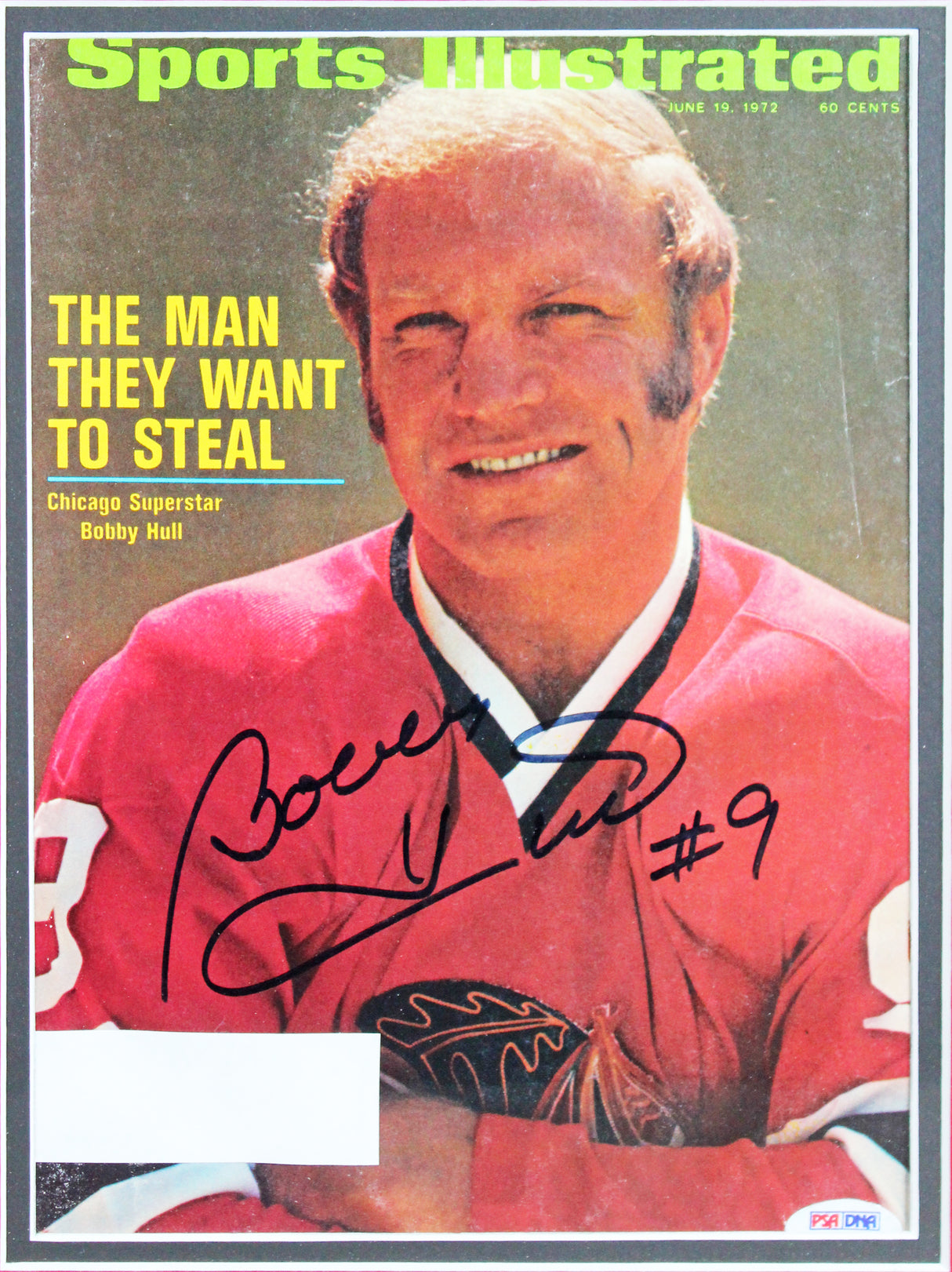 Blackhawks Bobby Hull Signed & Framed 1972 SI Magazine Cover PSA/DNA #Z50150