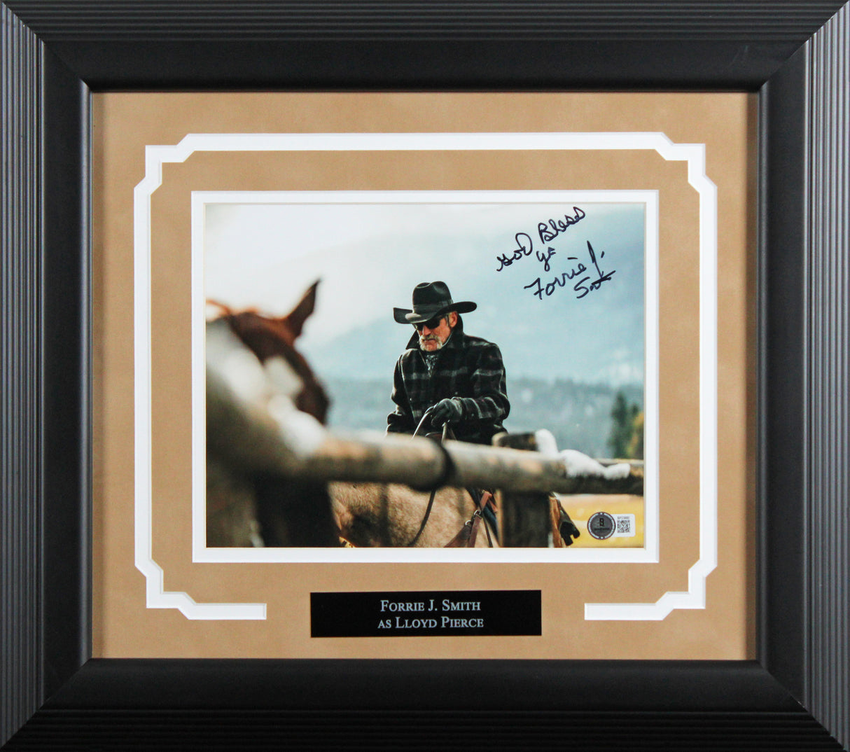 Forrie Smith Yellowstone "God Bless Ya" Signed 8x10 Framed Photo BAS #BP23880