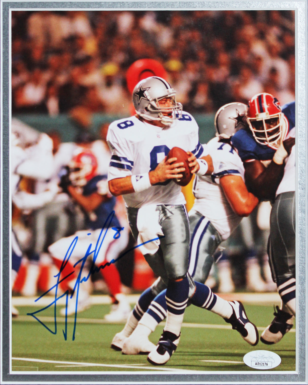 Cowboys Roger Staubach, Troy Aikman & Tony Romo Signed 8x10 Framed Photo JSA