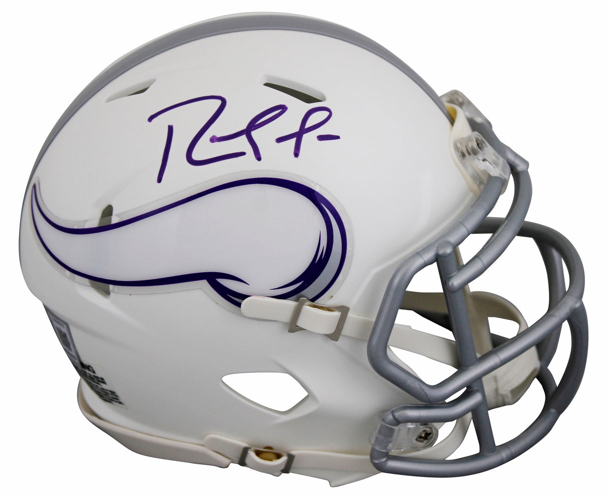 Vikings Randy Moss Signed 2024 On-Field Alt Speed Mini Helmet W/ Case BAS Wit