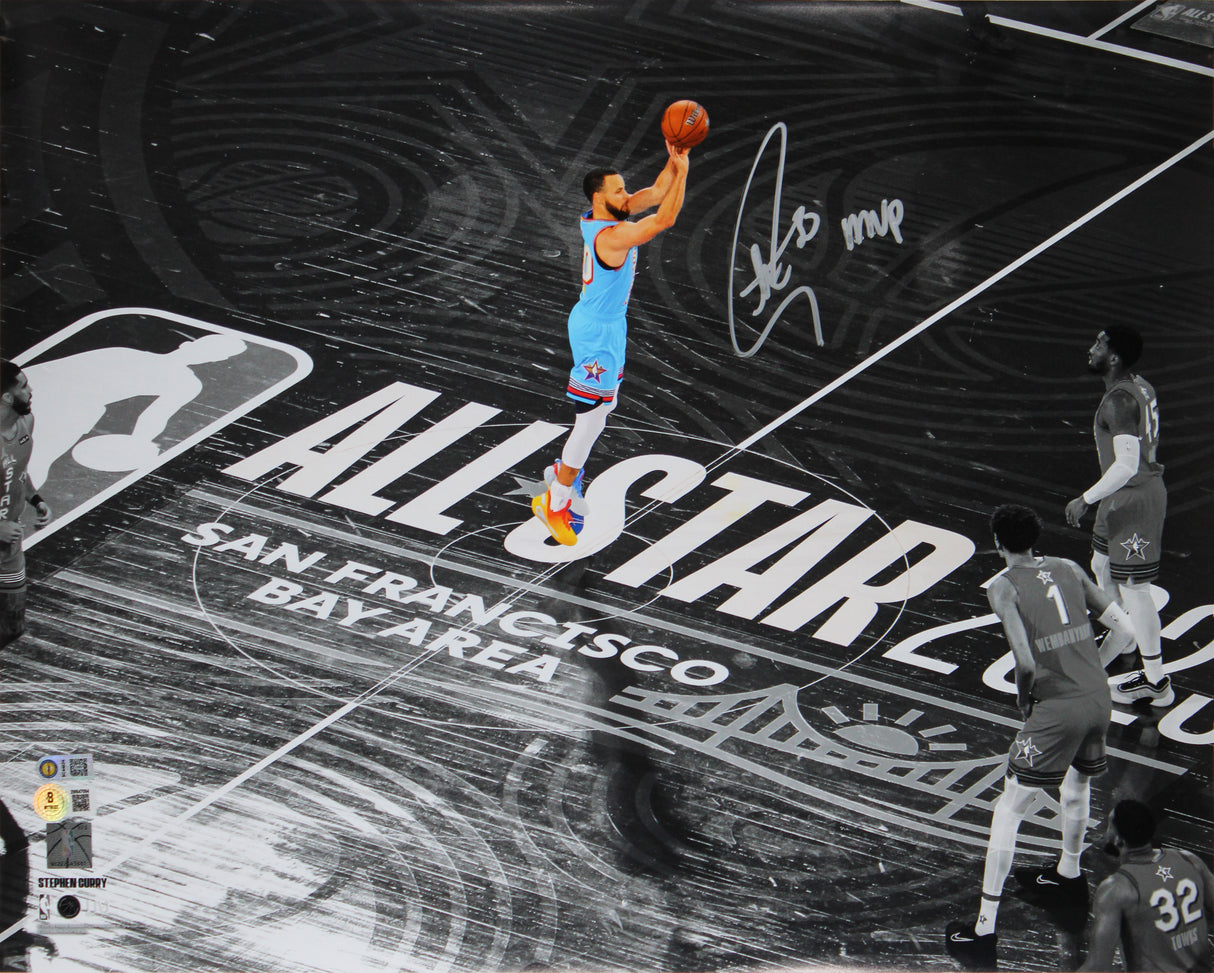 Warriors Stephen Curry "MVP" Signed 16x20 2025 ASG Spotlight Photo BAS Witnessed