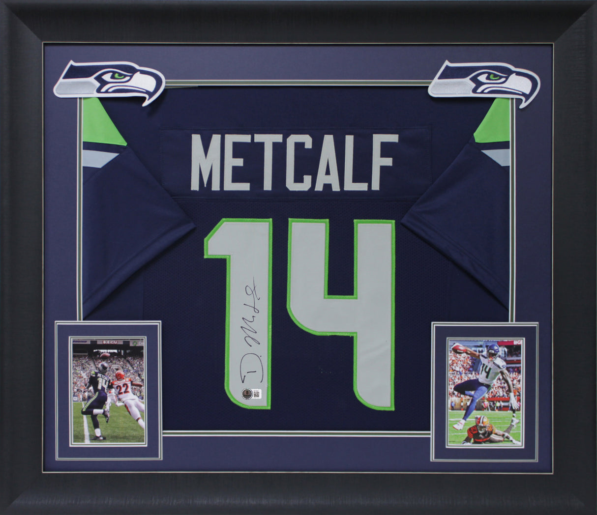 D.K. Metcalf Authentic Signed Navy Blue Pro Style Framed Jersey BAS 2