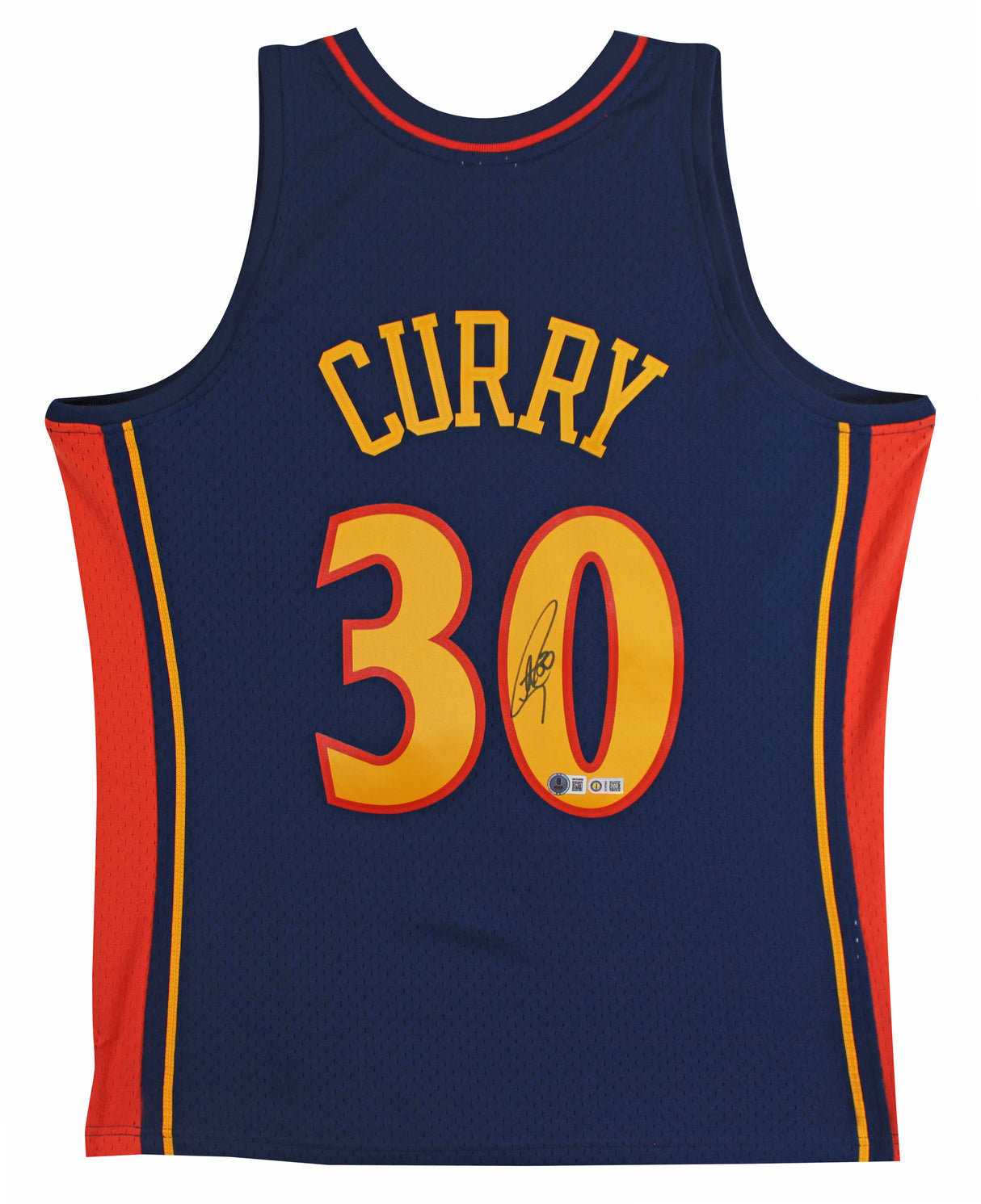 Warriors Stephen Curry Authentic Signed Navy Blue M&N HWC Swingman Jersey BAS