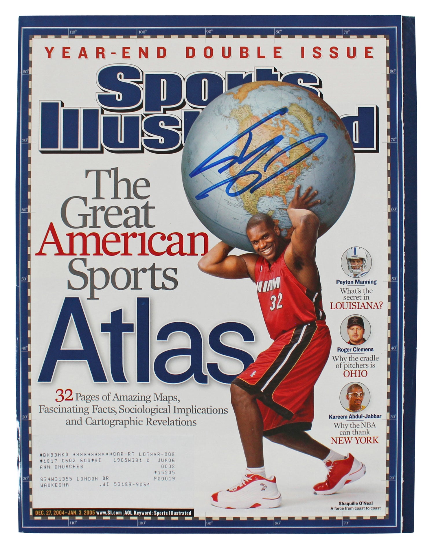 Heat Shaquille O'Neal Signed December 2004 Sports Illustrated Magazine BAS Wit