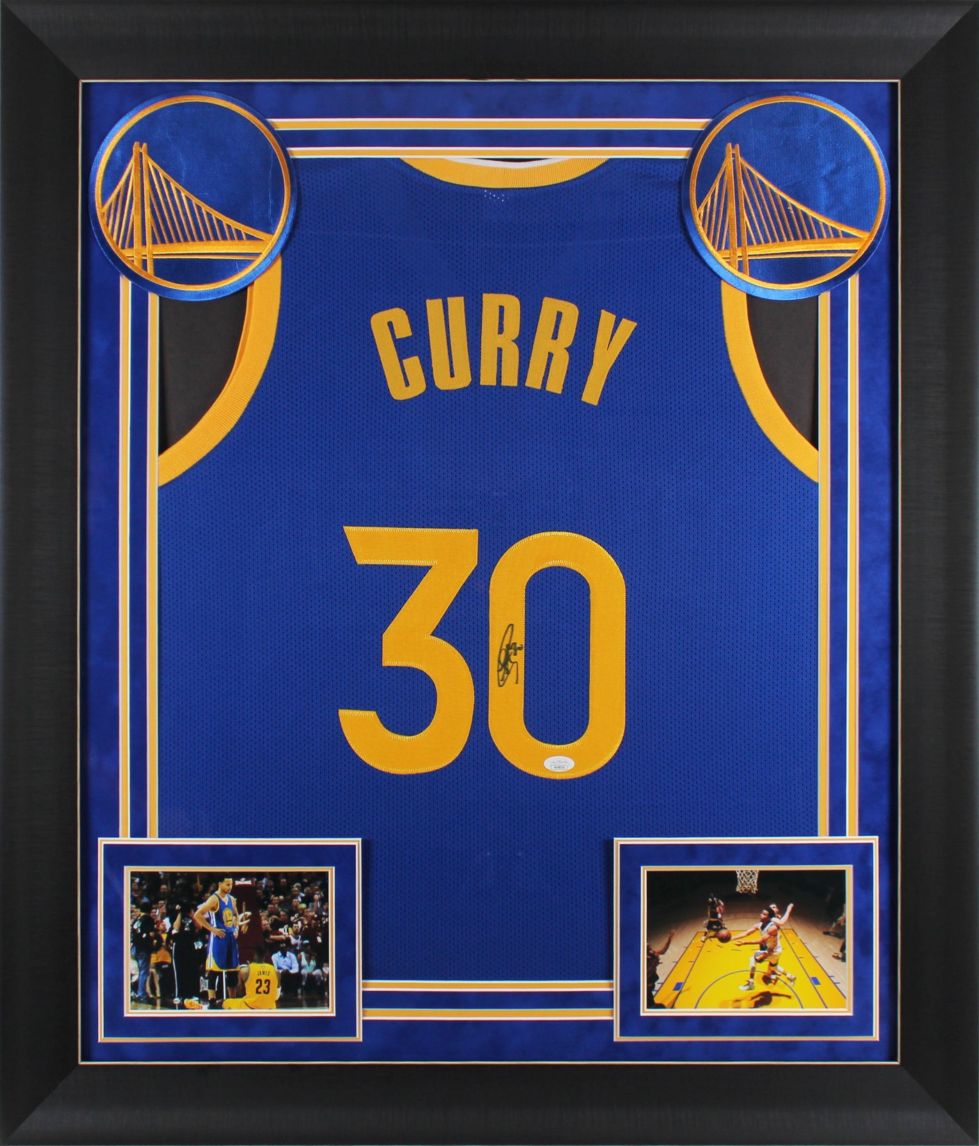 Stephen Curry Authentic Signed Blue Pro Style Framed Jersey Autographed JSA