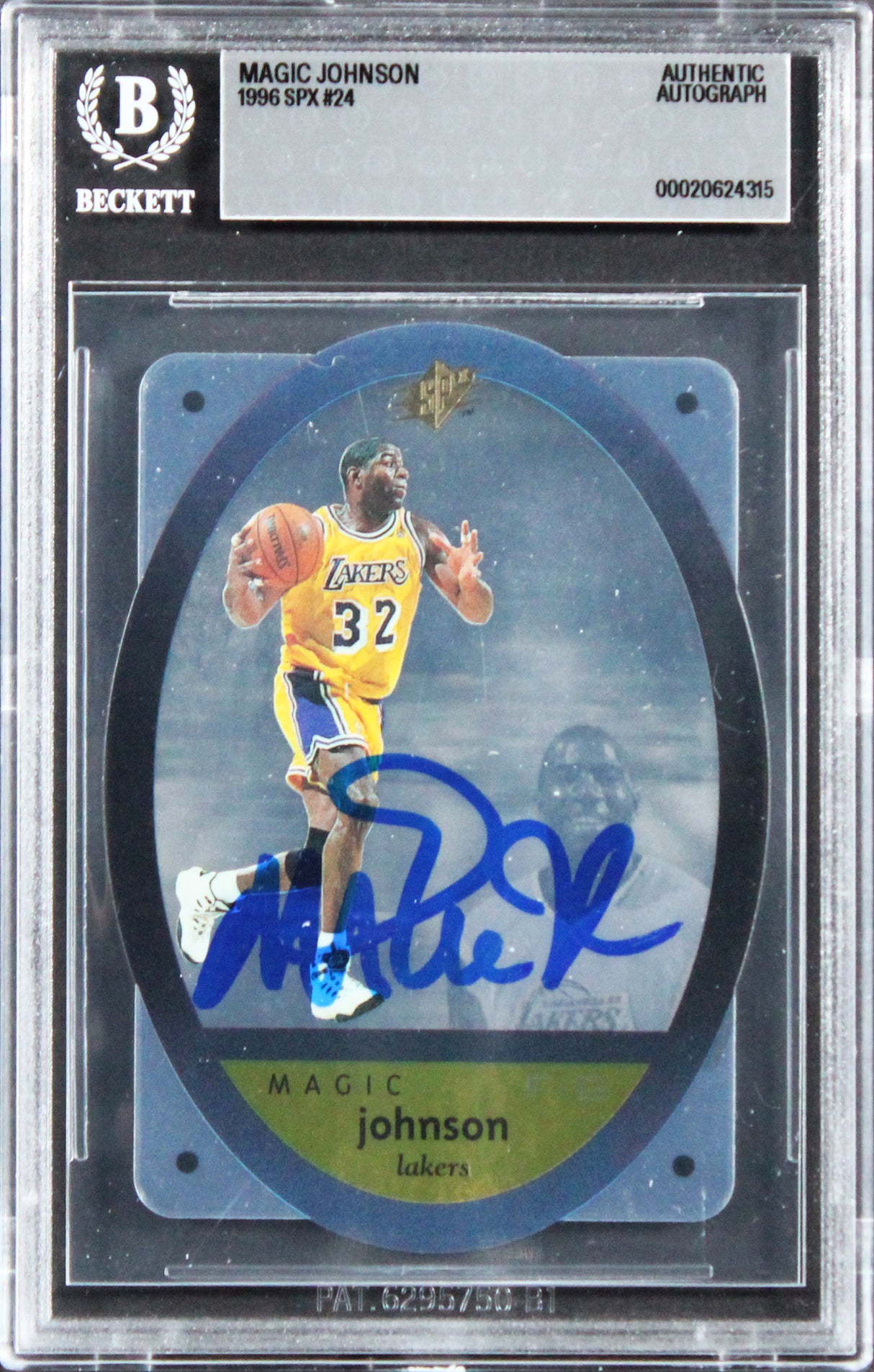 Lakers Magic Johnson Authentic Signed 1996 SPX #24 Card Autographed BAS Slabbed