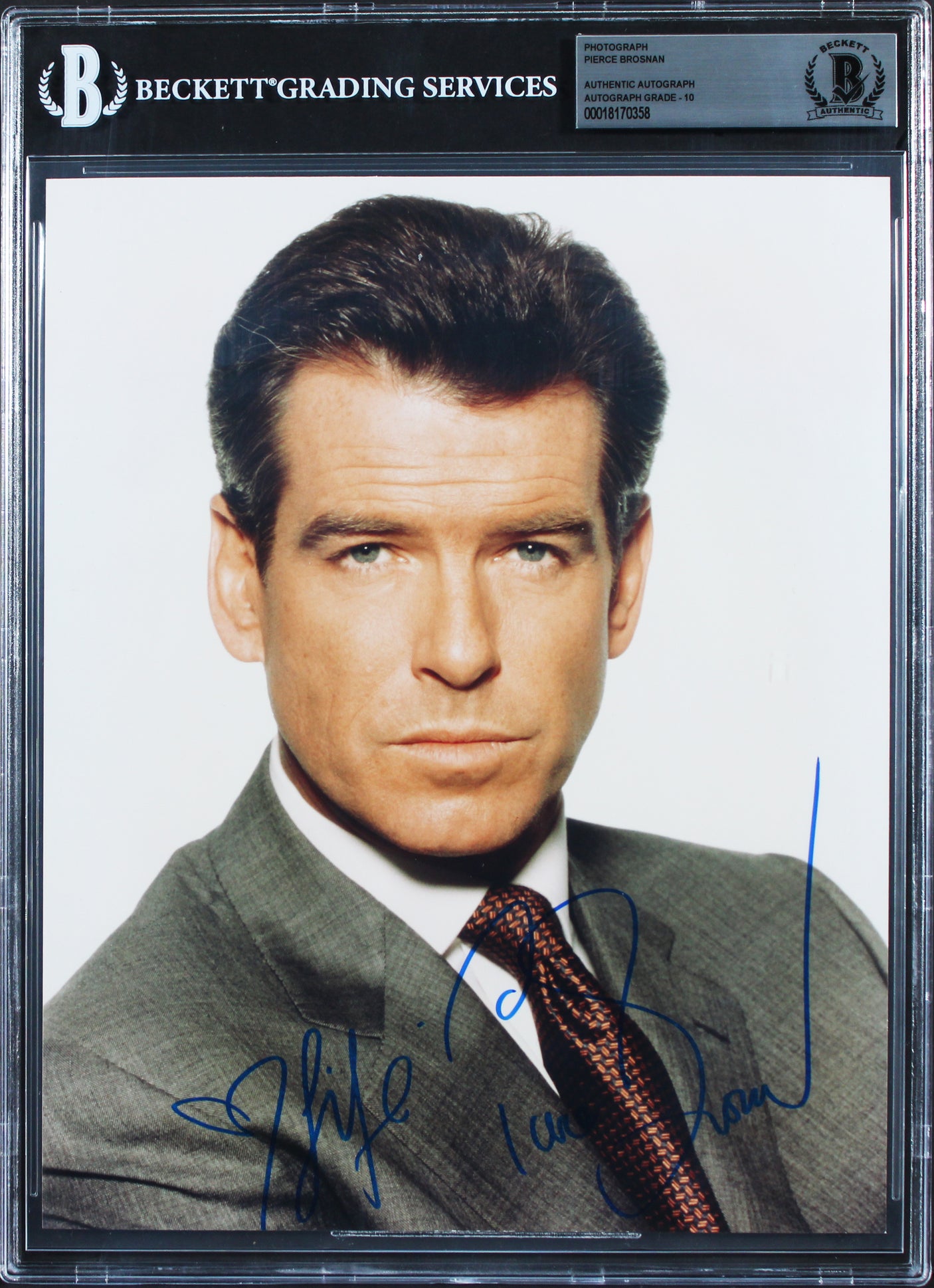 Pierce Brosnan James Bond Authentic Signed 8x10 Photo Auto 10! BAS Slabbed