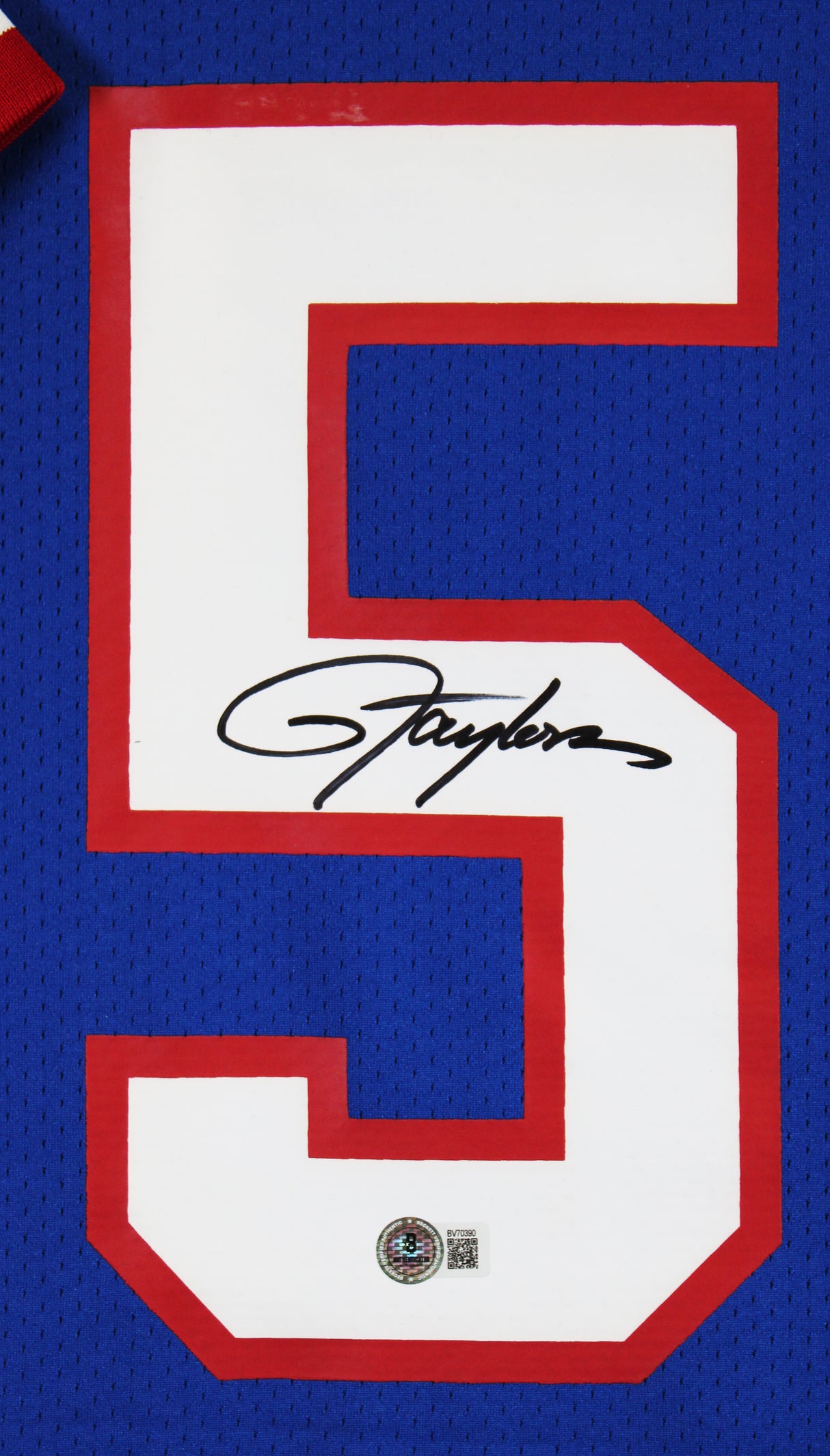 Giants Lawrence Taylor Signed 1990 Blue M&N TB SB XXV Patch Authentic Jersey BAS