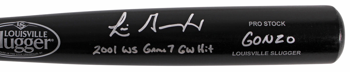 D-Backs Luis Gonzalez "2x Insc" Signed Black Louisville Slugger Bat BAS Witness