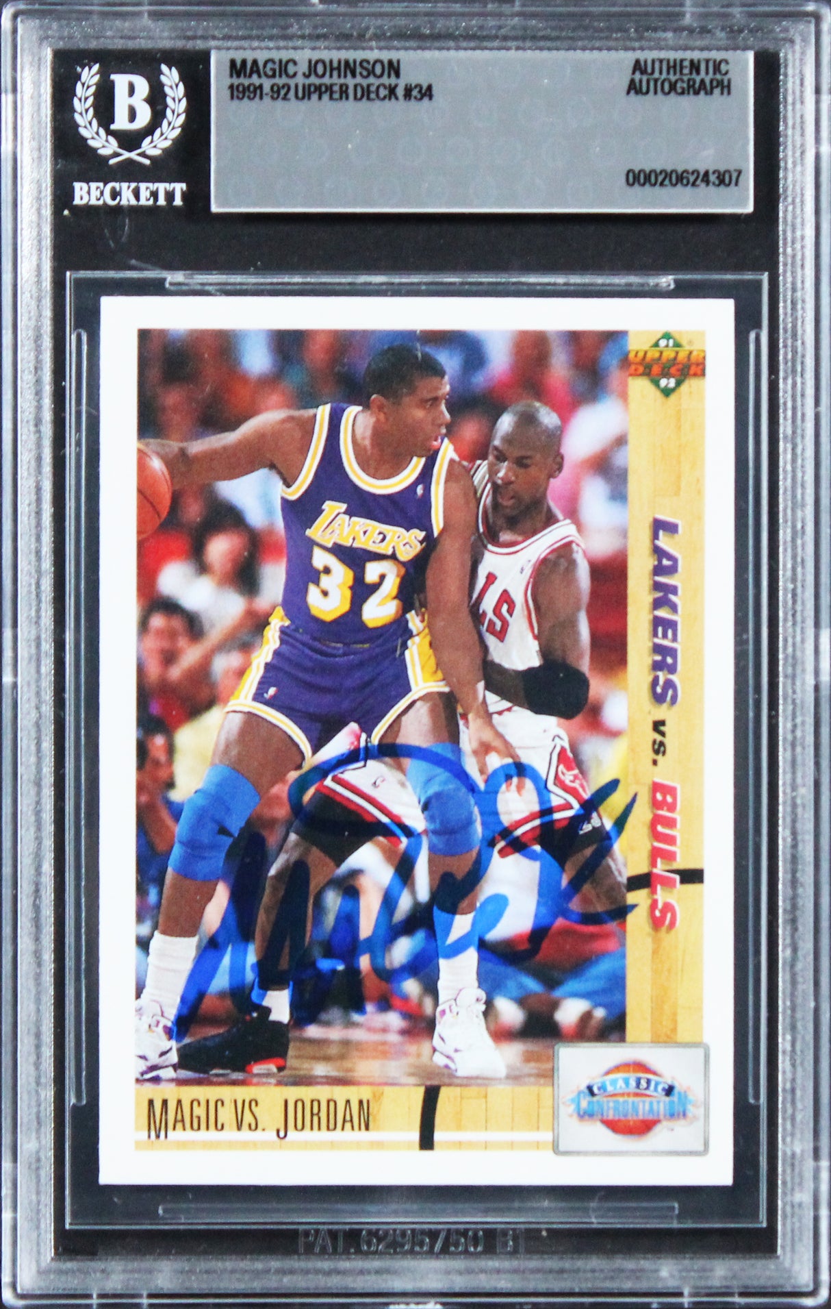 Lakers Magic Johnson Authentic 1991 Upper Deck #34 Card Autographed BAS Slabbed