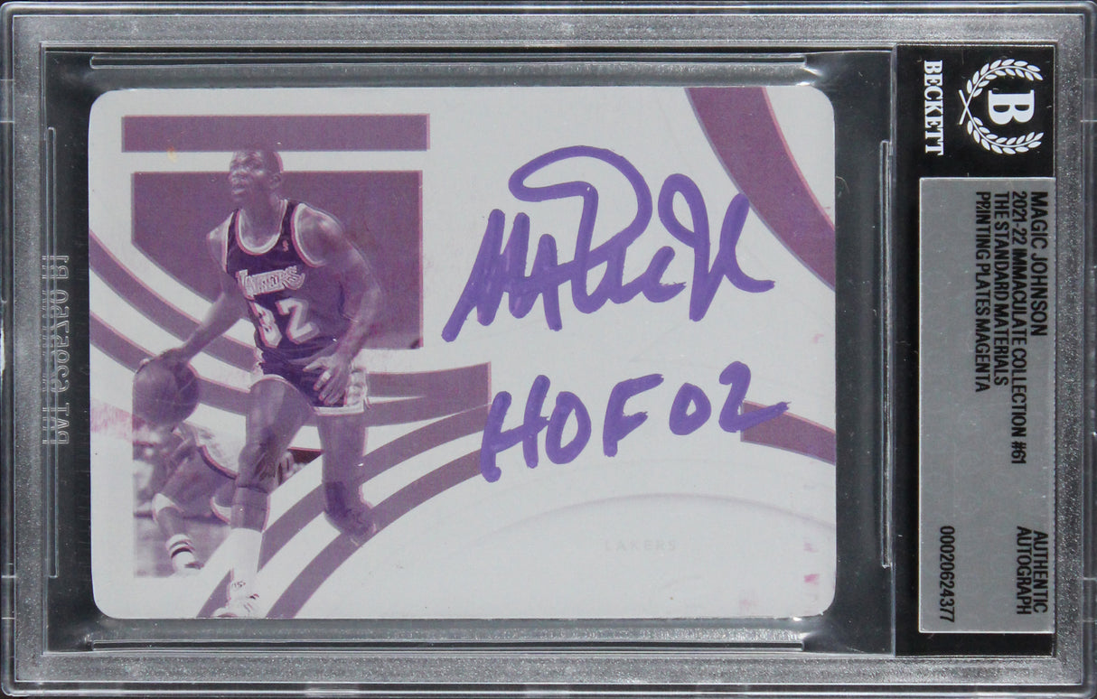 Magic Johnson "HOF" Signed 2021 Panini Immaculate PP Magenta 1/1 Card BAS Slab