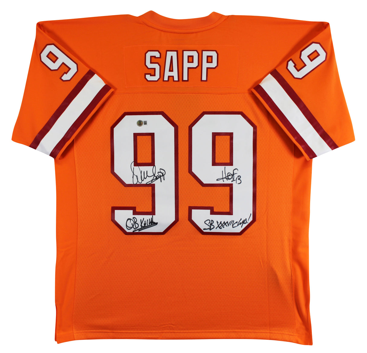 Buccaneers Warren Sapp "3x Insc" Signed Orange M&N TB Jersey BAS Witnessed