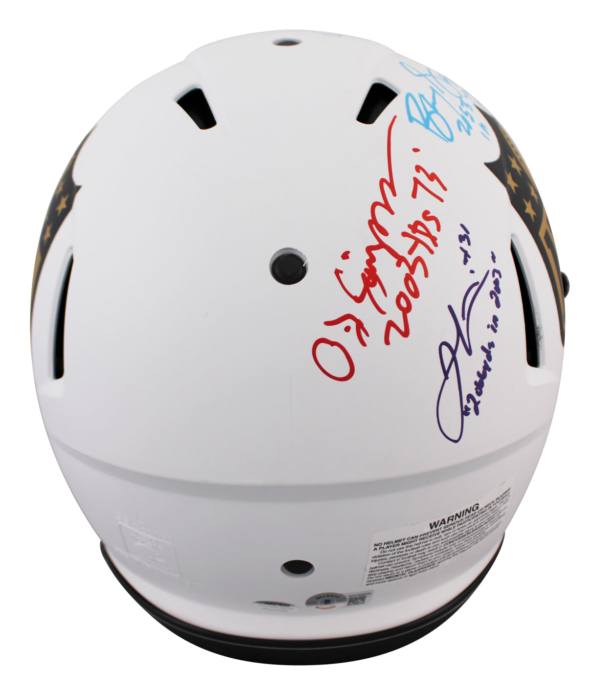 NFL 2k Rushers (9) Peterson, Sanders +7 Signed F/S Speed Proline Helmet BAS Wit