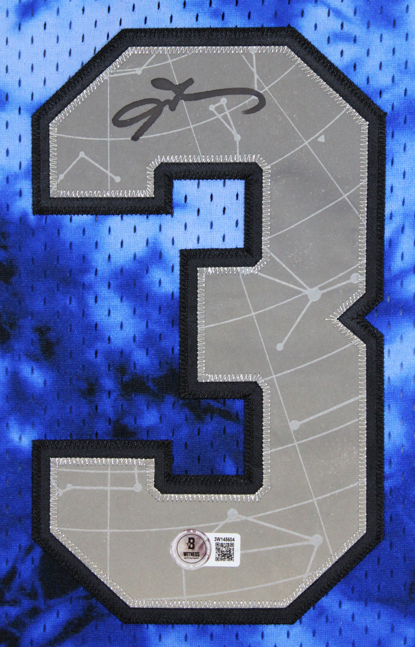 76ers Allen Iverson Signed Blue Galaxy M&N 1996-97 HWC Swingman Jersey BAS Wit