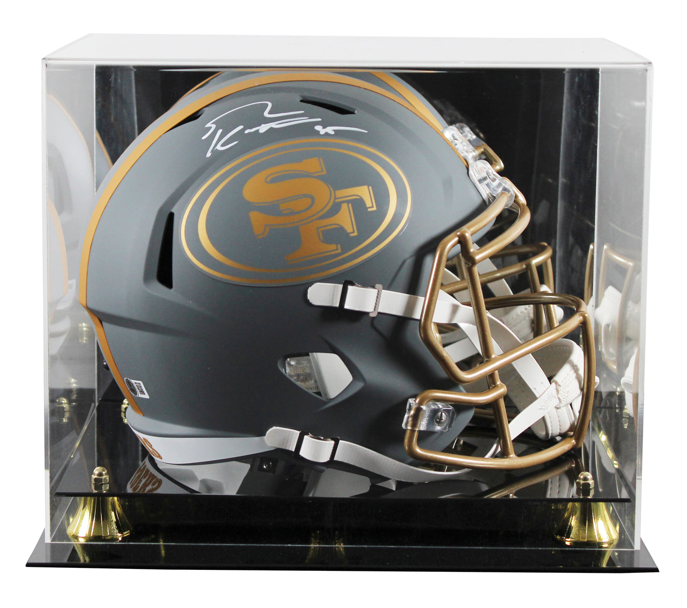 49ers George Kittle Signed Slate Full Size Speed Rep Helmet W/ Case BAS Witness