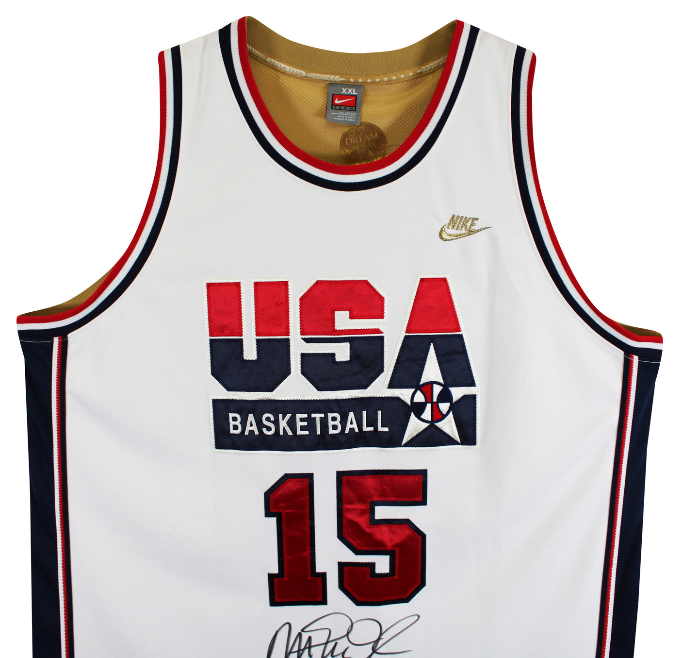 Magic Johnson "92 Gold" Signed White Nike Team USA Jersey BAS Witness #3W387217