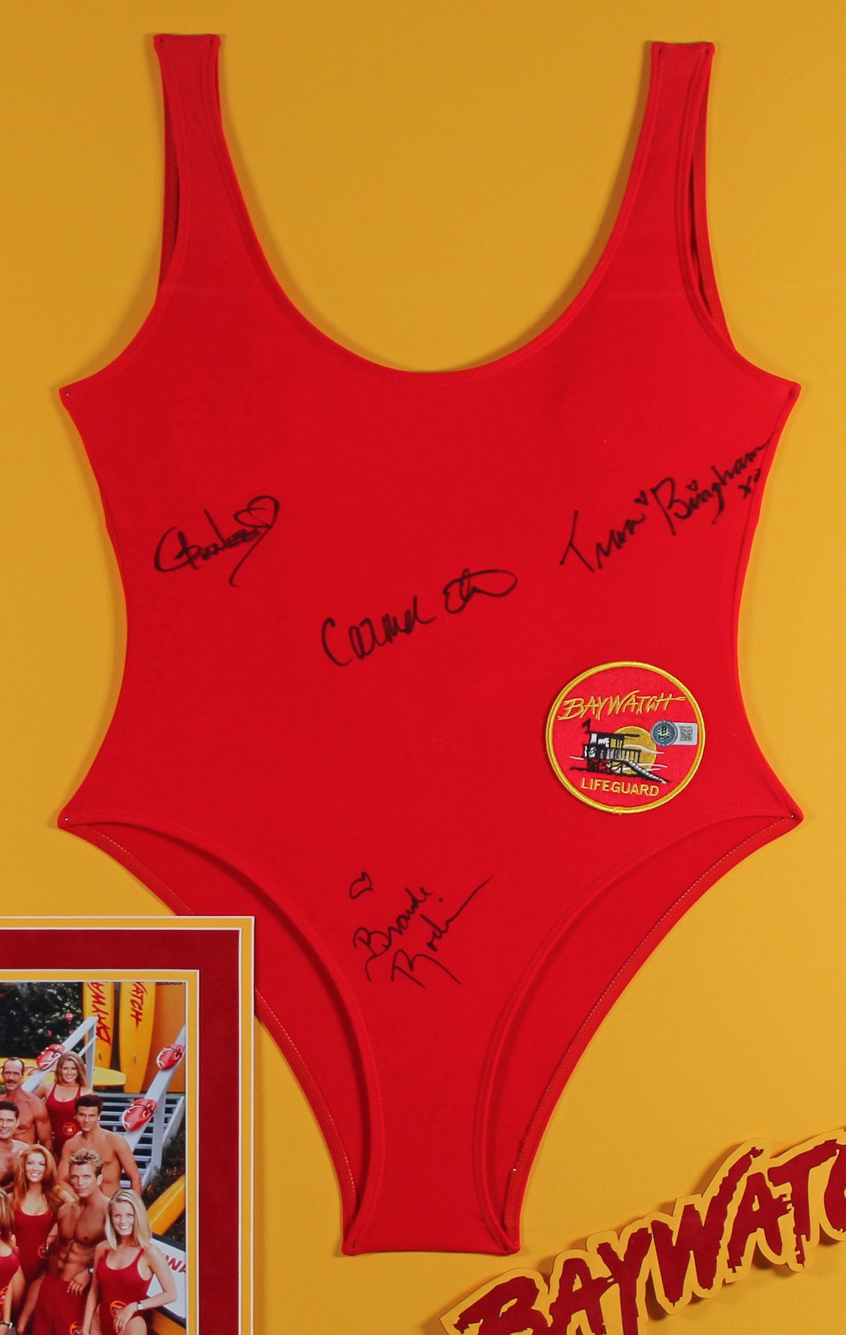 Baywatch (4) Nolin, Electra, Bingham & Roderick Signed & Framed Swimsuit BAS Wit